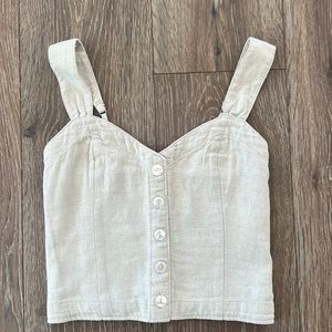 Abercrombie & Fitch XS Linen Natural Button Down Sweetheart Crop Top Sleeveless